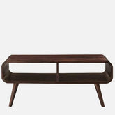 ONIJA  Centre Table - Designer Curvy Edges Coffee Table - Pure Sheesham Wood, Dark Walnut Finish - Ideal Tea Table for Living Rooms